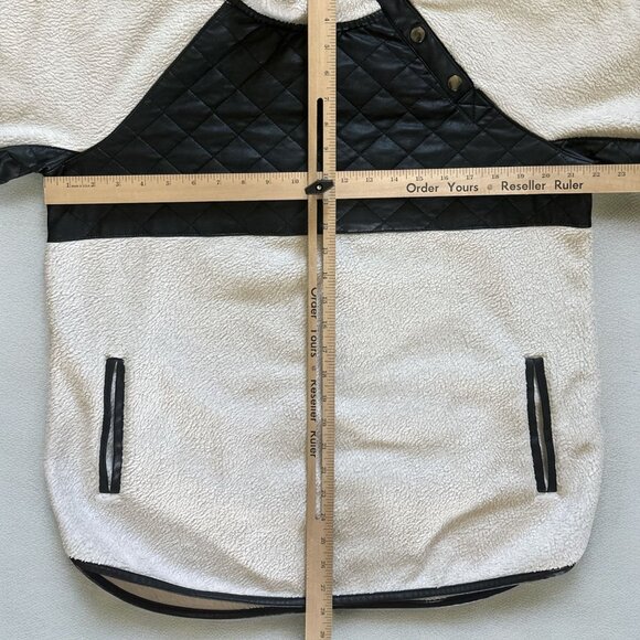 Abercrombie & Fitch Womens Quilted Fleece Pullover L Off White Black Jacket Coat - Picture 7 of 7